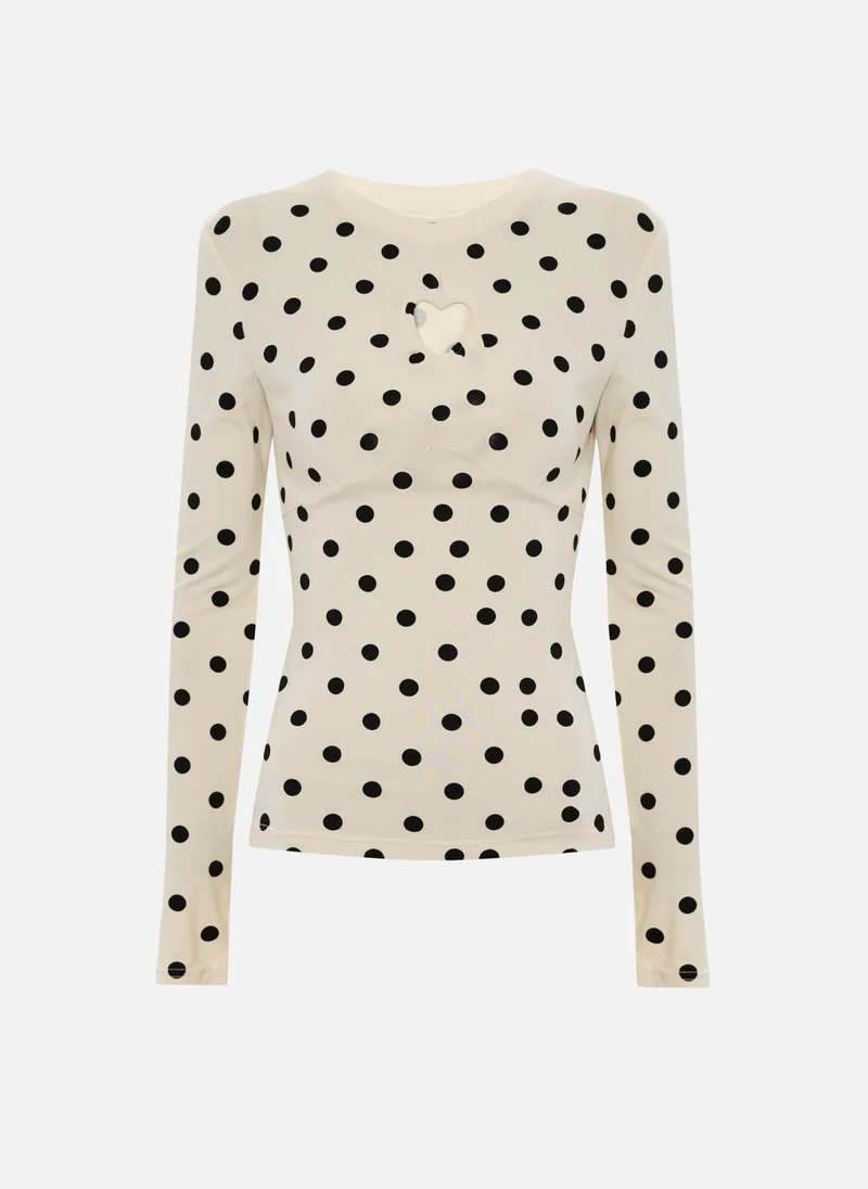Lichi Viscose long sleeve top with heart-shaped cut-out